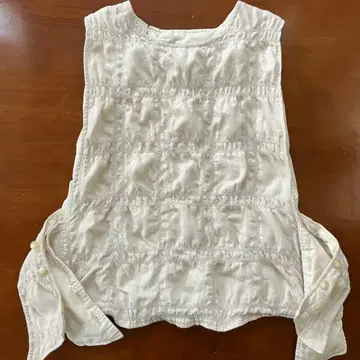 BASCO 미모 베스트 포코포코 체크 사이드 오픈 베스트 아이보리