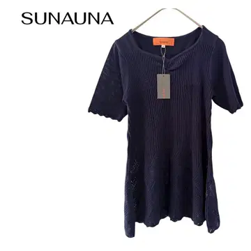 SUNAUNA 반팔 니트 스웨터 택 포함 새상품 심플 데이트