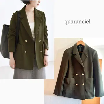 [ 성숙 캐주얼 ] 카키 38 저지 테일러드 더블 자켓