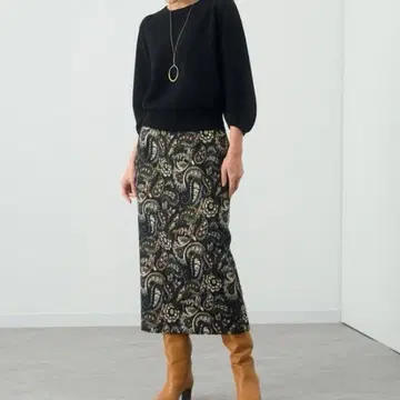 아나이 샤기 페이즐리 롱 스커트