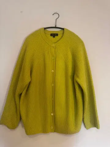 Drawer 리브 라임 그린 가디건