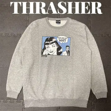 새상품급 트레셔 THRASHER 아메리칸 코믹스 트레이닝복 맨투맨 그레이