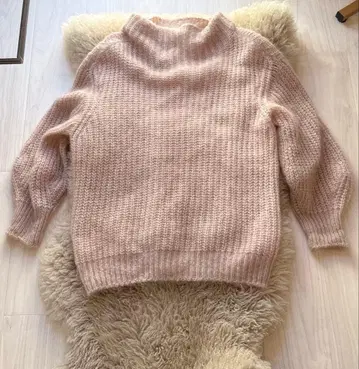 IENA 핑크 베이지 모헤어와 양모의 포근한 니트 프리 사이즈 새상품급