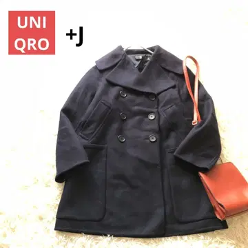 유니클로+J [M] 더블 페이스 피코트 무릎 기장 빅 포켓 네이비