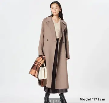 울 블렌드 리버 롱 코트 L 35 BROWN 플라스테 PLST