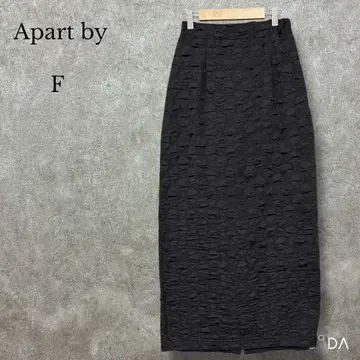아파트바이 [ F ] 컷 자카드 내로우 스커트 타이트 롱 스커트 블랙