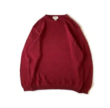 90s 00s Eddie Bauer 앞V 코튼 니트 무지 리브 편직