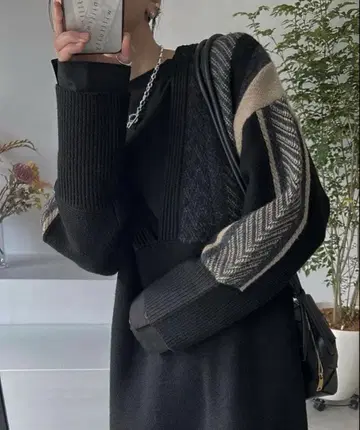 willfully 윌프리 자카드 니트 원피스