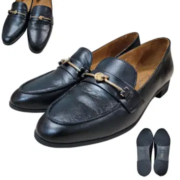 거의 미사용 긴자 카네마츠 ACQUA BELL 비트 로퍼 24cm 블랙