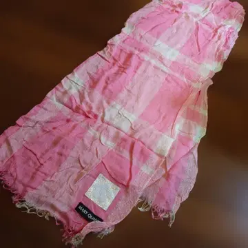 MARY QUANT 핑크 체크 스톨