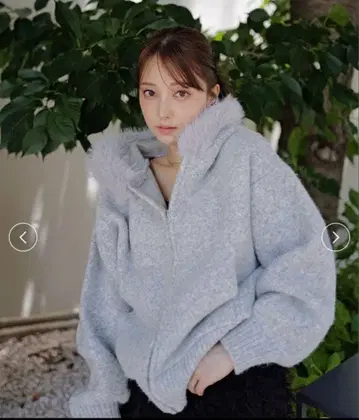 SNIDEL 퍼 니트 후디 USAGI ONLINE 한정판 GRY