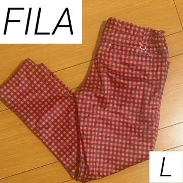 빅 사이즈 FILA 여성용 보아 안감 체크 무늬 팬츠 L