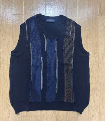 네이비 패턴 니트 스웨터 베스트 구제 의류 가을/겨울 남성용 여성용