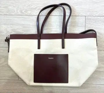YAHKI 캔버스 x 더블 페이스 가죽 토트백 브라운 M