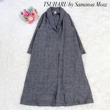 새상품급 츠하루 바이 사만사 모스모스 글렌체크 롱 코트 양모 F