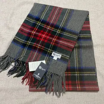 존스턴스 머플러 대형 타탄 체크 스톨 그레이 스튜어트