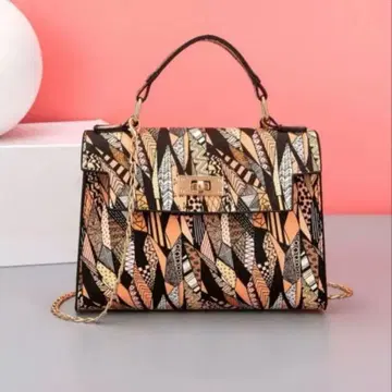 기하학 패턴 숄더백 아트 캐주얼 엘레강트 오렌지 가을 겨울 코디