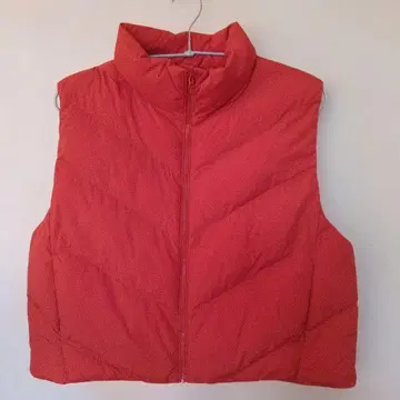 UNIQLO 퍼프 테크 크롭 베스트 오렌지