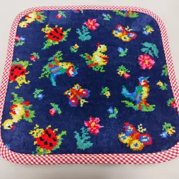 페이러 손수건 하이디 루프 달린 타월 손수건 네이비 x 체크 레드