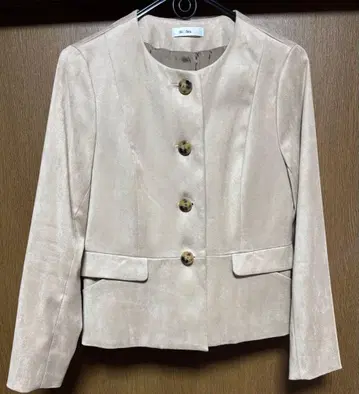 mi deu 미듀 베이지 노카라 자켓 앞면 포켓 부착