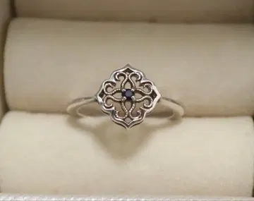 실버 925 꽃 무늬 반지 네이비석 포함