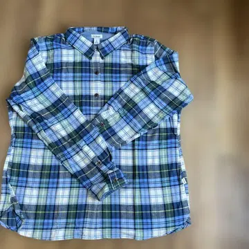 미사용품 L.L.Bean 긴팔 플란넬 셔츠 L 블루 계열 체크