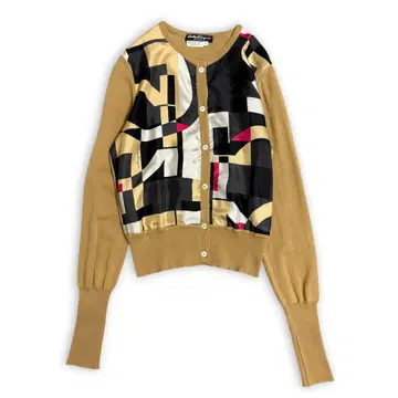 살바토레 페라가모 실크 절개 가디건 올 패턴 간치니 베이지