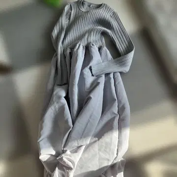 착용 2회 FLFRANK 이소재 리브와 벌룬 스커트 롱 원피스