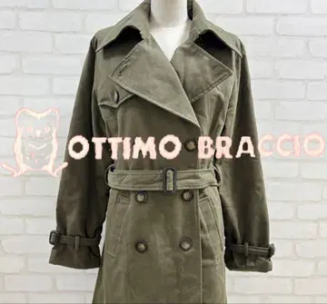 새상품급 OTTIMO BRACCIO 올리브 그린 더블 브레스트 트렌치