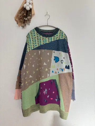 큐브-큐브 센소유니코 패치워크 니트 멀티 컬러 38 긴팔