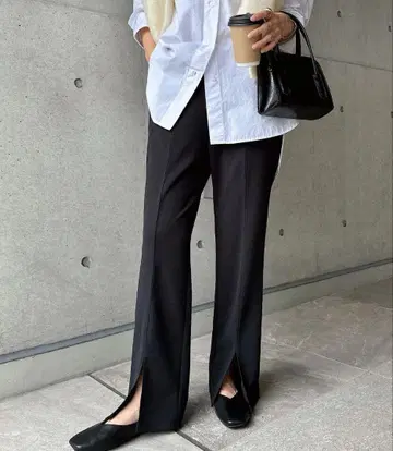 앤도미 andMe 슬릿 분또 와이드 팬츠 센터 프레스