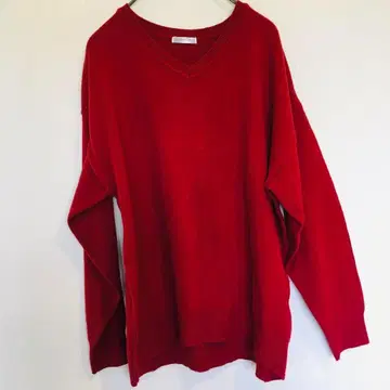 시네마 클럽 빨간색 V넥 썸머 니트 얇은 소재 L 사이즈