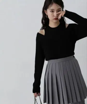 N. 니트 암홀 슬리브 탱크 & V넥 니트 세트 여성용