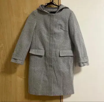 NOWNOW 후드 부착 그레이 롱 코트 M 사이즈 여성용