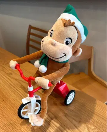 호기심 많은 조지 봉제 인형 자전거 겨울 모자 머플러