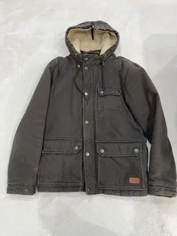 후드 부착 다크 그레이 코튼 자켓