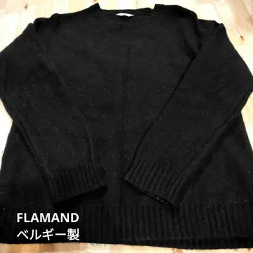 FLAMAND 벨기에 제 블랙 긴팔 두꺼운 원단 울 스웨터