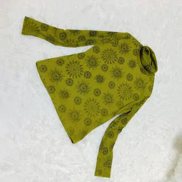코이비토 빌리지 꽃무늬 터틀넥 긴팔 셔츠 M 올리브 그린