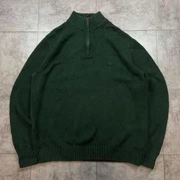 CHAPS 차프스 하프 지퍼 하이넥 코튼 로고 니트