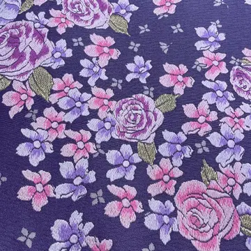 보라색 계열 꽃무늬 자수 후쿠로 오비 호몬기 후리소데 화잡화