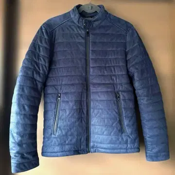 ZARA MAN 네이비 스웨이드 느낌 퀼팅 다운 자켓 M
