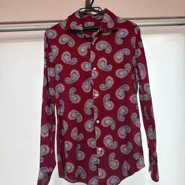 1 piu 1 uguale 3 버건디 페이즐리 긴팔 셔츠 M