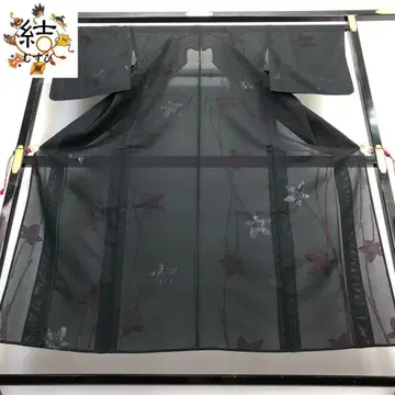 MK-1071 여름 기모노 코몬 샤 기쿄 꽃 라메 블랙 컬러