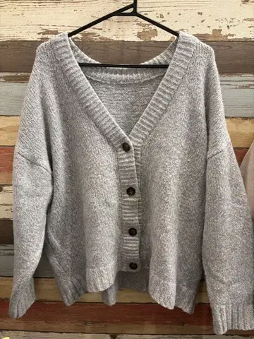 그레이 V넥 가디건 F 사이즈