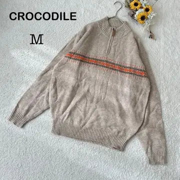 CROCODILE 크로커다일 하프 집업 니트 스웨터 베이지 계열
