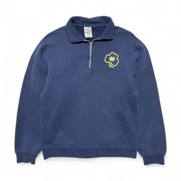 USA 구제 의류 노트르담 대학 칼리지 하프 지퍼 맨투맨 네이비