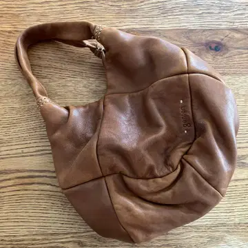 genten 브라운 가죽 핸드백 퀼팅 천연 가죽