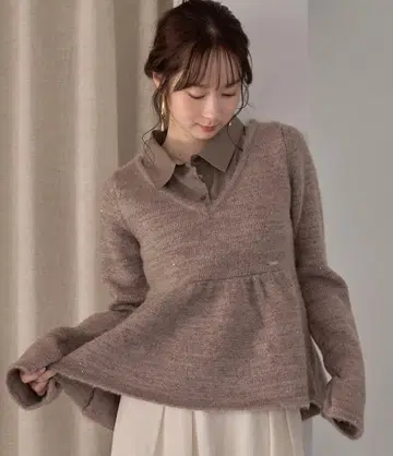 mideal 페플럼 스팽글 니트