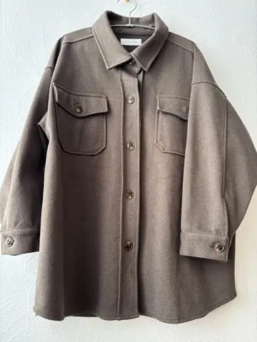베이직 스톡 셔츠 자켓 오버 사이즈 셔츠 방한 브라운 F 사이즈
