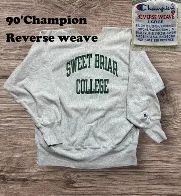 90s USA 챔피온 리버스 위브 L 칼리지 계열 자수 그레이